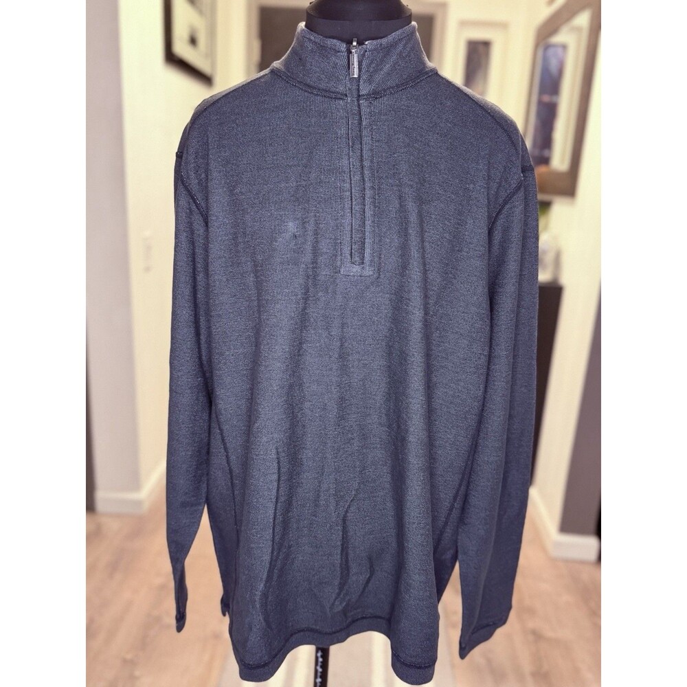 Tommy Bahama Bayview Half Zip Mens XL Black Gray Pullover Sweater Reversible NWT